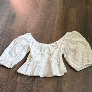 A New Day White Eyelet Top Size Small